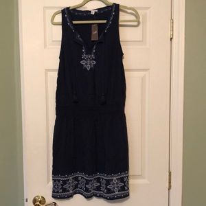 J Jill New Navy Sleeveless Dress with Tie Front